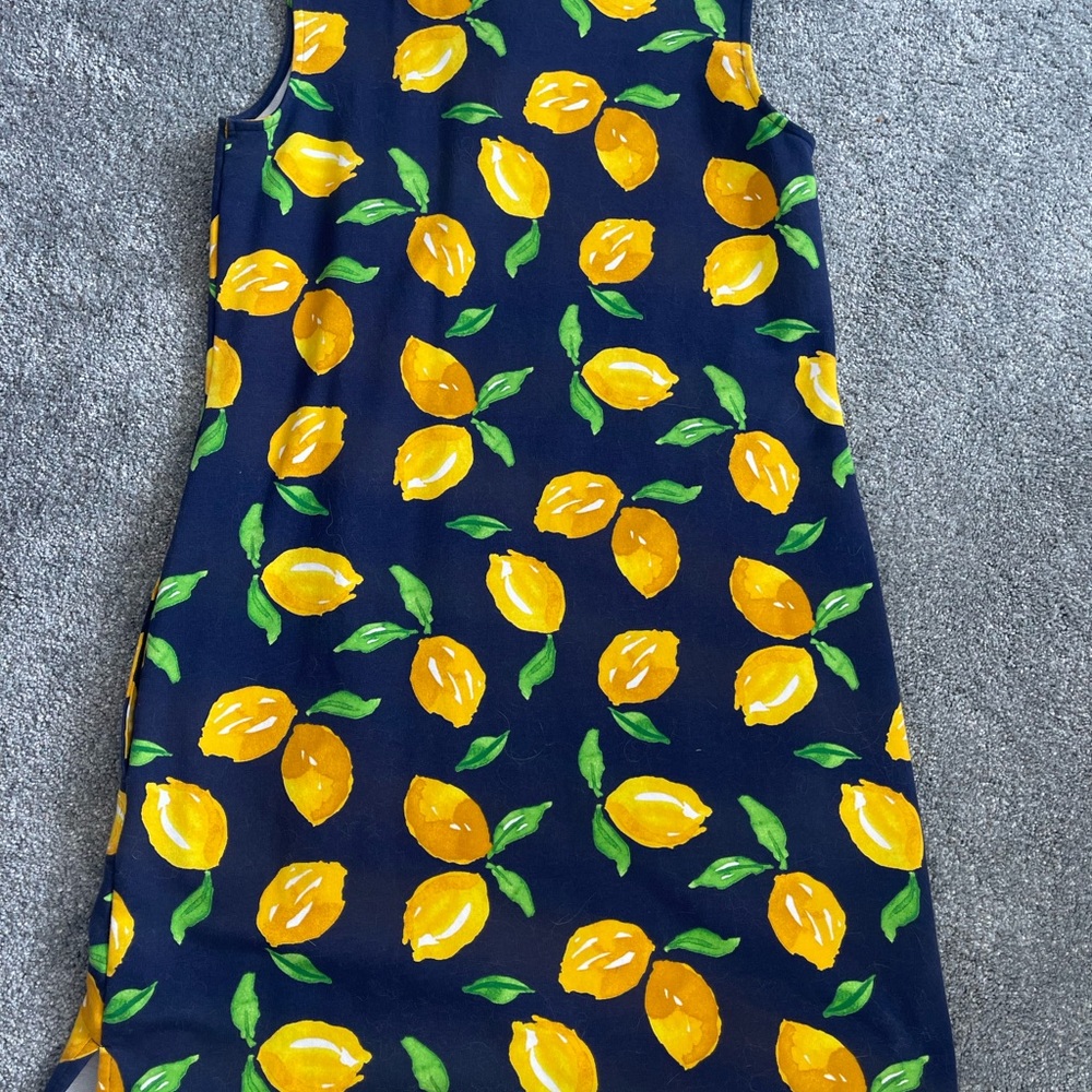 Dress, Lemon Print Dress/beach Cover Up with Drawstring at Neckline Size XS